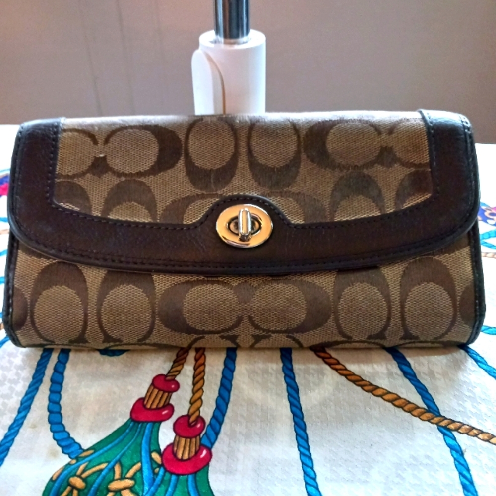 Brown and tan Coach wallet